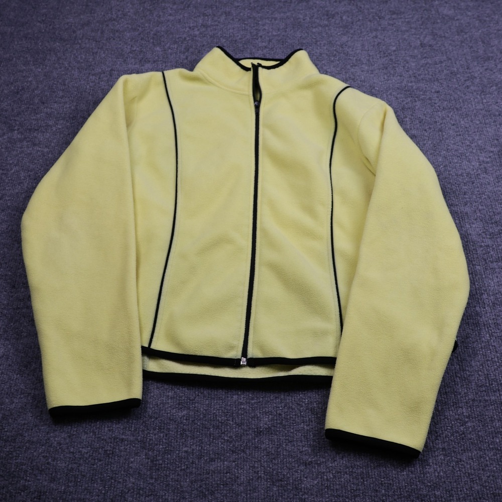 G Elements Fleece Jacket Womens XL Yellow Full‎ Zip Mock Neck Lightweight Casual